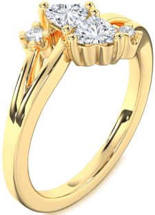 Diamond Gold Two Heart Ring
