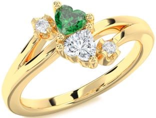 Diamond Gold Two Heart Promise Ring