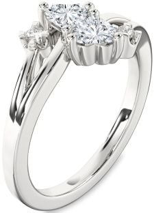 Diamond Platinum Two Heart Ring