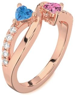 Diamond Rose Gold Two Heart Promise Ring