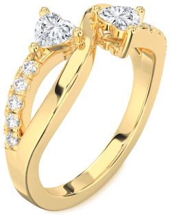 Diamond Gold Two Heart Ring