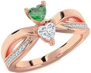 Diamond Rose Gold Two Heart Promise Ring