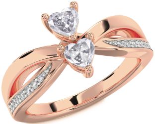 Salt & Pepper Diamond Rose Gold Two Heart Ring