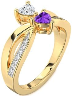 Diamond Gold Two Heart Promise Ring