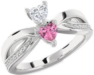 Diamond Silver Two Heart Promise Ring