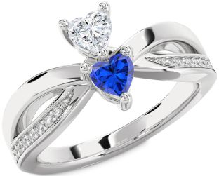 Diamond Silver Two Heart Promise Ring