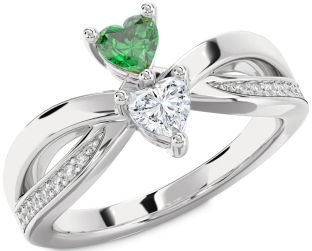 Diamond Silver Two Heart Promise Ring