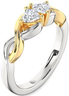 Diamond Silver & 10K gold Infinity Two Heart Ring