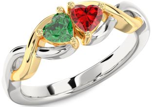 Gold Silver Infinity Two Heart Promise Ring