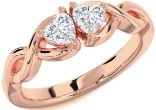 Diamond Rose Gold Infinity Two Heart Ring