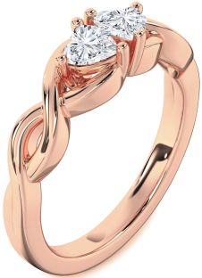 Diamond Rose Gold Infinity Two Heart Ring