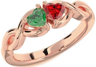 Rose Gold Silver Infinity Two Heart Promise Ring