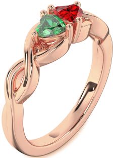 Rose Gold Infinity Two Heart Promise Ring