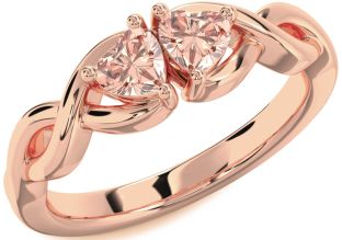 Emerald Rose Gold Infinity Two Heart Birthstone Ring