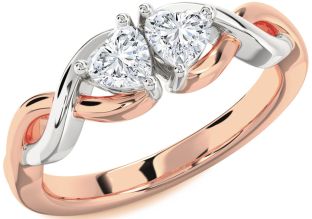 Diamond White Rose Gold Infinity Two Heart Ring