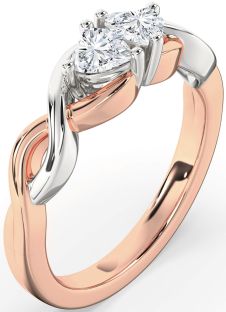 Diamond White Rose Gold Infinity Two Heart Ring