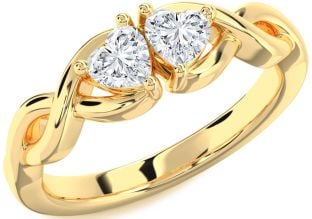 Diamond Gold Infinity Two Heart Ring