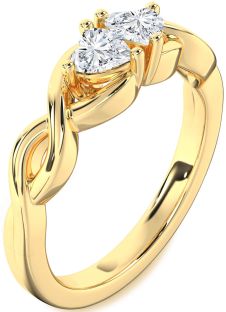 Diamond Gold Infinity Two Heart Ring