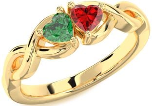 Gold Silver Infinity Two Heart Promise Ring