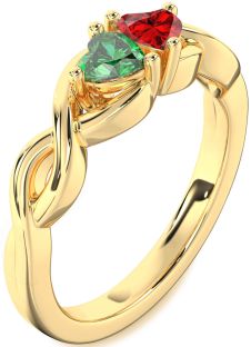 Gold Infinity Two Heart Promise Ring