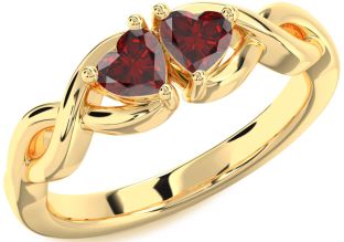 Emerald Gold Infinity Two Heart Birthstone Ring