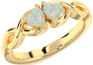 Emerald Gold Infinity Two Heart Birthstone Ring