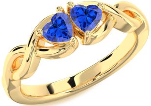 Emerald Gold Infinity Two Heart Birthstone Ring