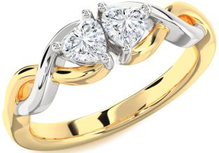 Diamond Platinum & Yellow Gold Infinity Two Heart Ring