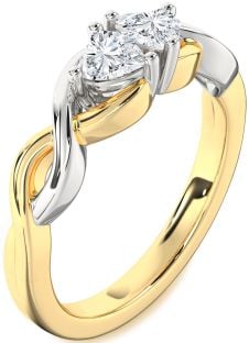 Diamond Platinum & Yellow Gold Infinity Two Heart Ring