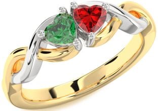 Gold Silver Infinity Two Heart Promise Ring