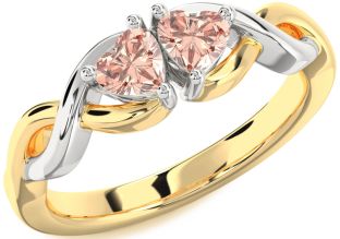 Emerald Platinum & Yellow Gold Infinity Two Heart Birthstone Ring