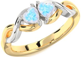 Emerald Platinum & Yellow Gold Infinity Two Heart Birthstone Ring