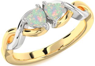 Emerald Platinum & Yellow Gold Infinity Two Heart Birthstone Ring