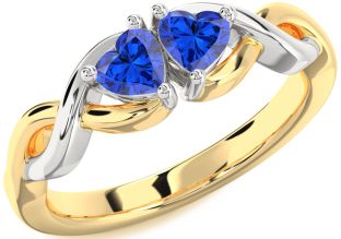 Emerald Platinum & Yellow Gold Infinity Two Heart Birthstone Ring