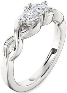 Diamond White Gold Infinity Two Heart Ring