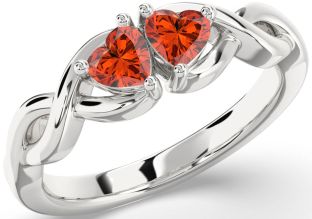 Emerald Platinum Infinity Two Heart Birthstone Ring