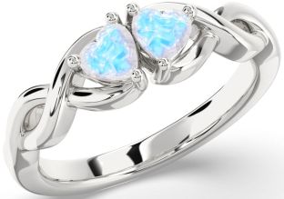 Emerald Platinum Infinity Two Heart Birthstone Ring