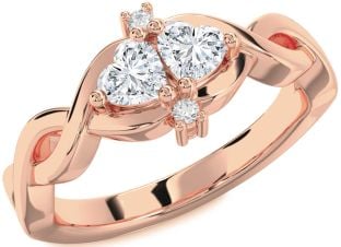 Diamond Rose Gold Infinity Two Heart Ring