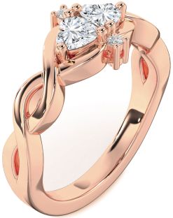 Diamond Rose Gold Infinity Two Heart Ring