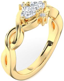 Diamond Gold Infinity Two Heart Ring