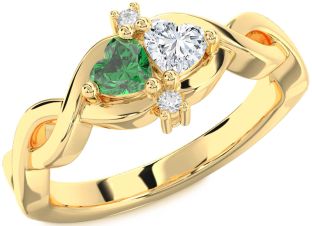 Diamond Gold Silver Infinity Two Heart Promise Ring
