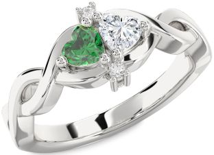 Diamond Silver Infinity Two Heart Promise Ring
