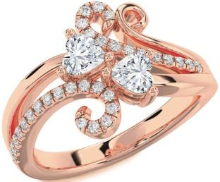 Diamond Rose Gold Two Heart Ring