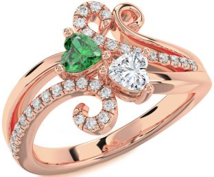 Diamond Rose Gold Two Heart Promise Ring
