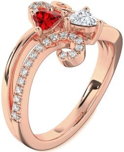 Diamond Rose Gold Two Heart Promise Ring