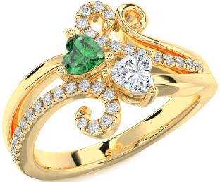 Diamond Gold Two Heart Promise Ring