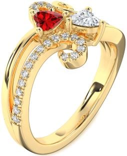 Diamond Gold Two Heart Promise Ring