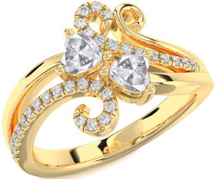 Salt & Pepper Diamond Gold Two Heart Ring