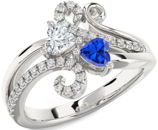 Diamond Silver Two Heart Promise Ring