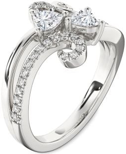 Diamond Platinum Two Heart Ring